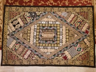 Handmade Indian embroidered wall hanging in black