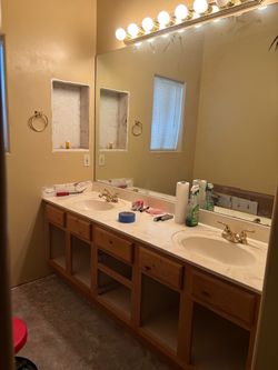 Bathroom Vanity with mirror, lights and 2 or 3 medicine cabinets