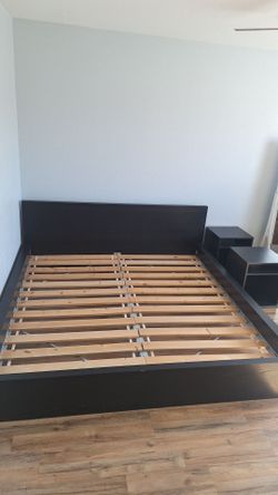 IKEA King Size Malm Bed Frame with Two Nightstand