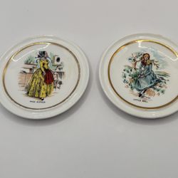 Vintage Rosina Bone China Miss. Nipper  & Little Nell Set Of (2) Mini Plates.