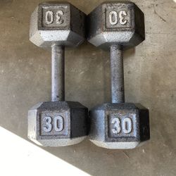 Pair Of 30lb Steel Hex Dumbbells $60
