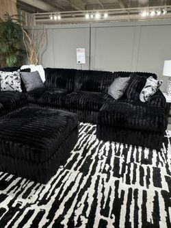 Onyx Corduroy 4-Piece Chaise Sectional Comfy Couch Sofá Cómodo