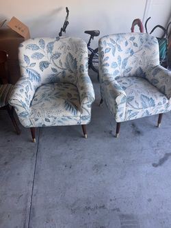 Pair of Floral Upholstered Accent Chairs
