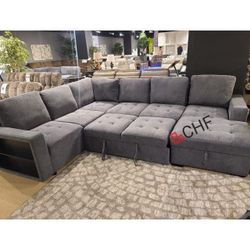 Modern Living Room Sectional Sleeper Sofa With Storage Chaise 