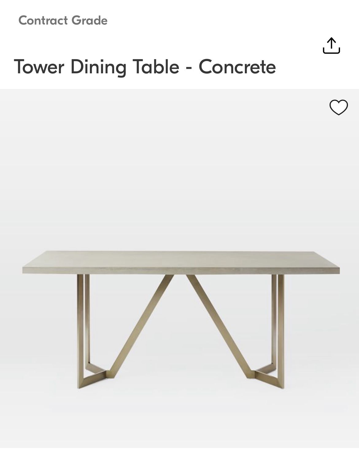West Elm Concrete Table Gold Base
