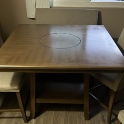 45X45 Dinning Table With Lazy Susan And 4 Chairs