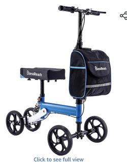 Steerable Knee Walker medical Deluxe Scooter for Foot Injuries Adult Compact Crutches WB-2105 Blue)