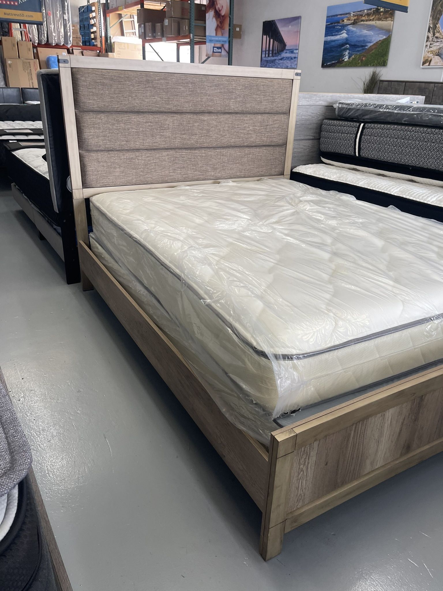 NEW King Bed Frame With Mattress And Box Spring