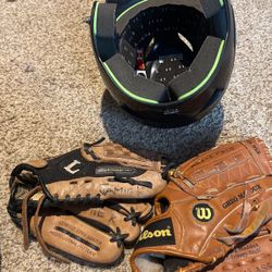 Helmet And Broken In Mits