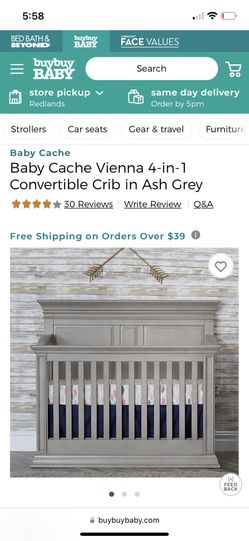 Baby Cache Vienna 4 In 1 Crib Ash Grey for Sale in Moreno Valley