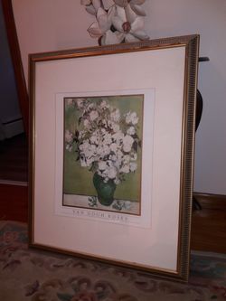framed van gogh roses print
