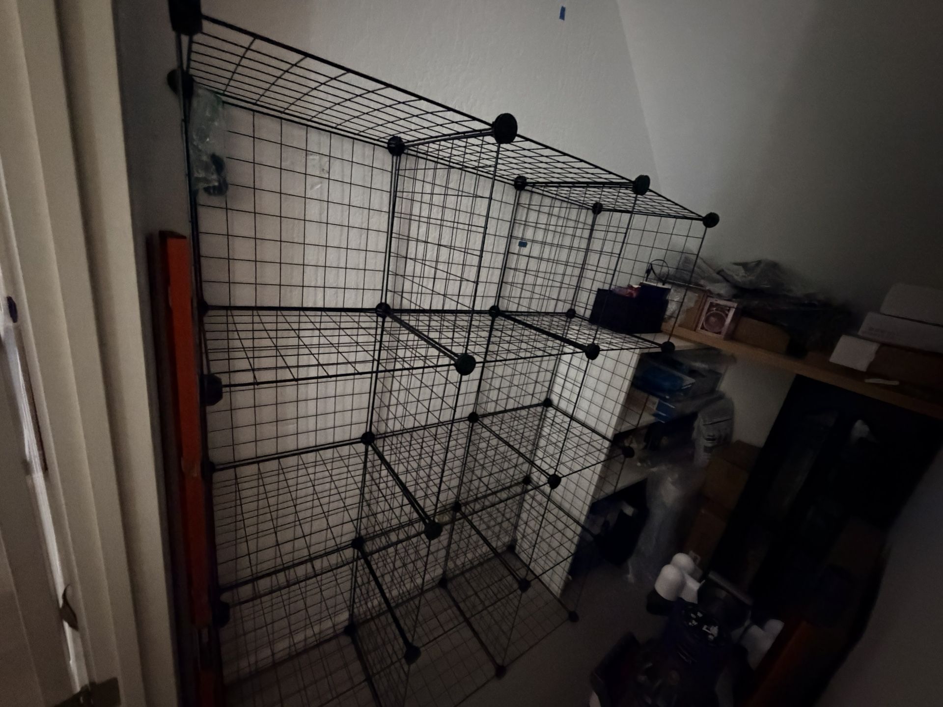 Cube Wire Grid Stackable Storage Shelves, 12 Shelves In Excellent Condition