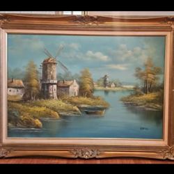 Vintage Original Oil On Canvas Signed RABORD Landscape Painting