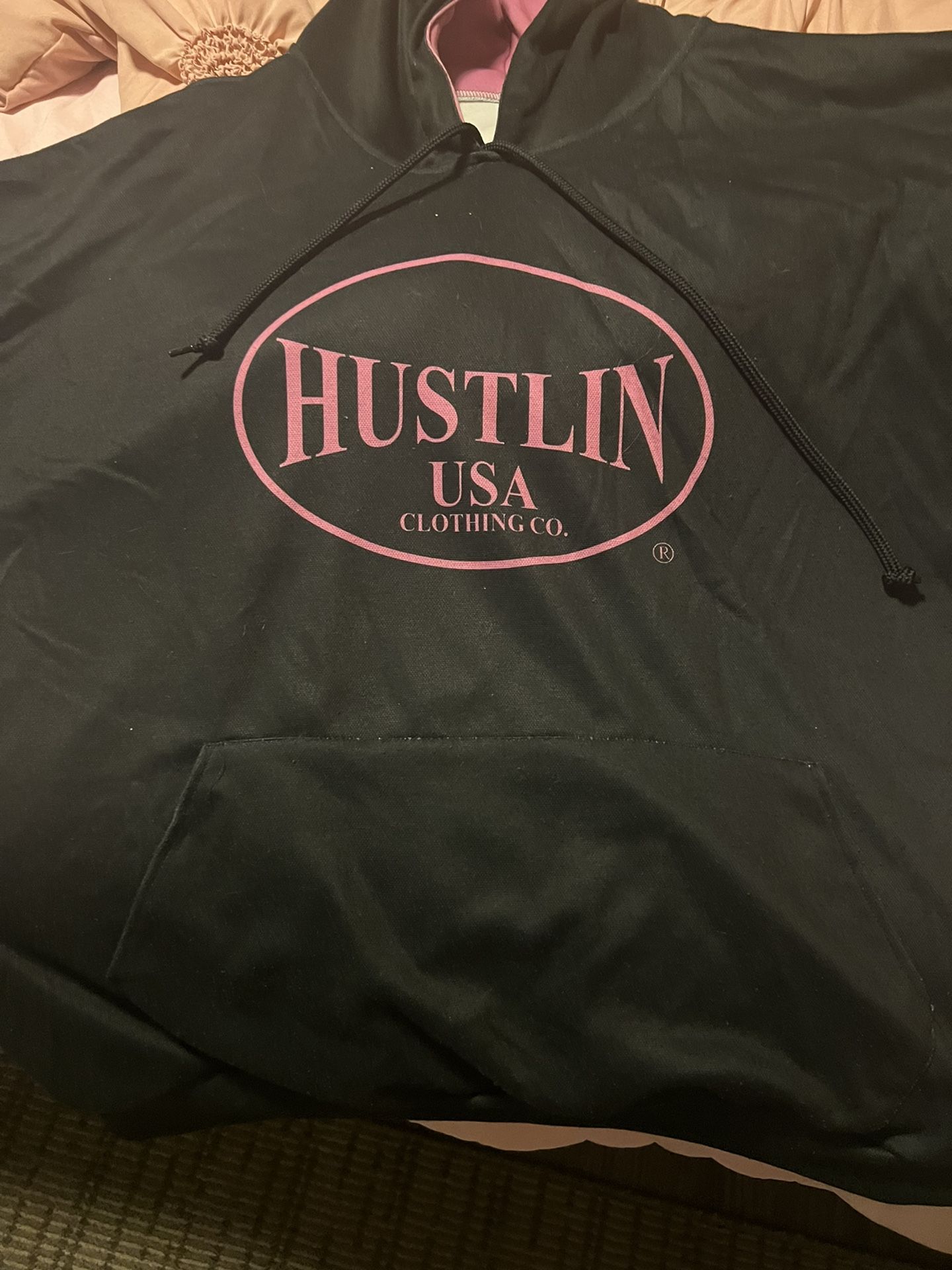 Hustlin Ladies Unisex Drawstring Hoodie Designs On Front &Back