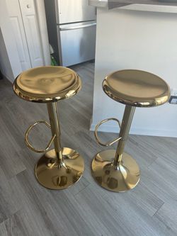 Gold Adjustable Bar Stools – Set of 2