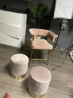 Mauve Pink Gold Modern Chair Set