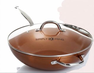 NEW IN BOX Simply Ming 13” Wok w/ Steamer Basket