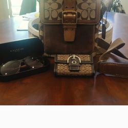 Authentic Coach Bundle Consisting Of Crossbody Bag Wallet And Sunglasses