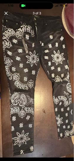 Amiri Bandana Print Black Jeans