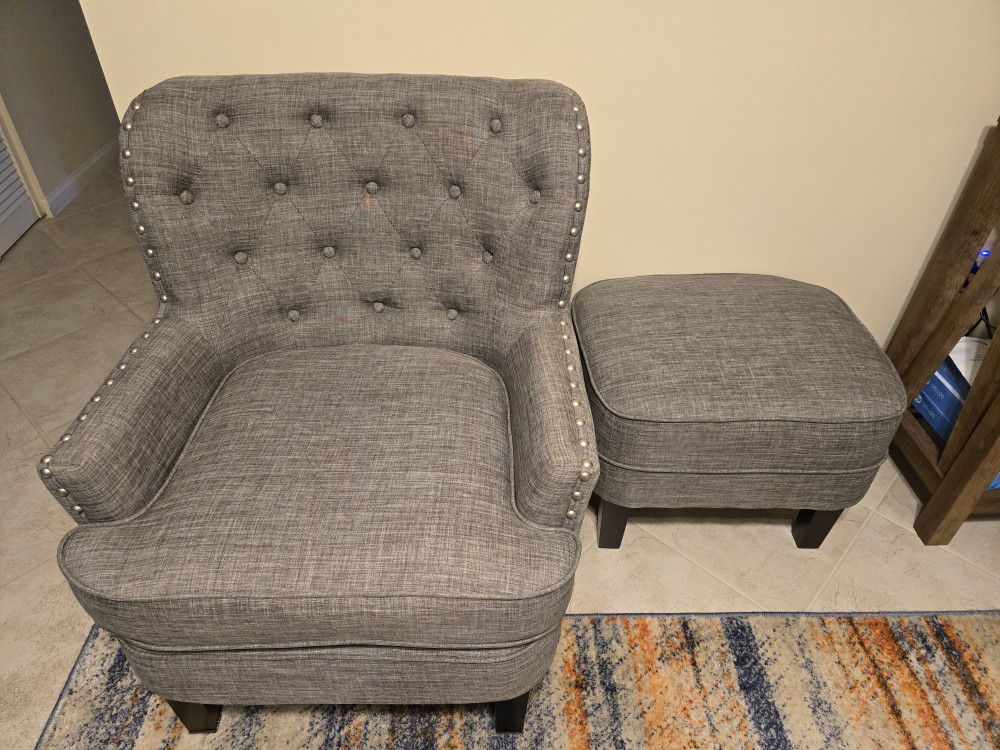 Gray Chair & Ottoman 