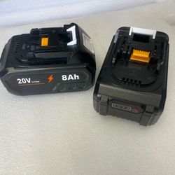 2 Pack 8.0 Ah  Battery - 18V  Lithium Replacement battery for Makita