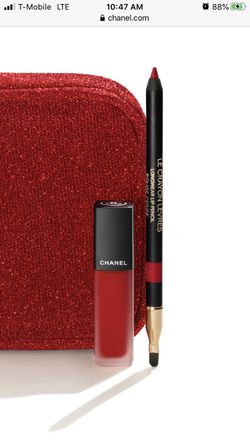 Chanel beauty set Matte Liquid red Lip Colour color and lip liner cosmetics beauty make up makeup Christmas gift