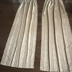 Two 107” X 46” Luxury Asian Custom Pinch Pleated Curtains 