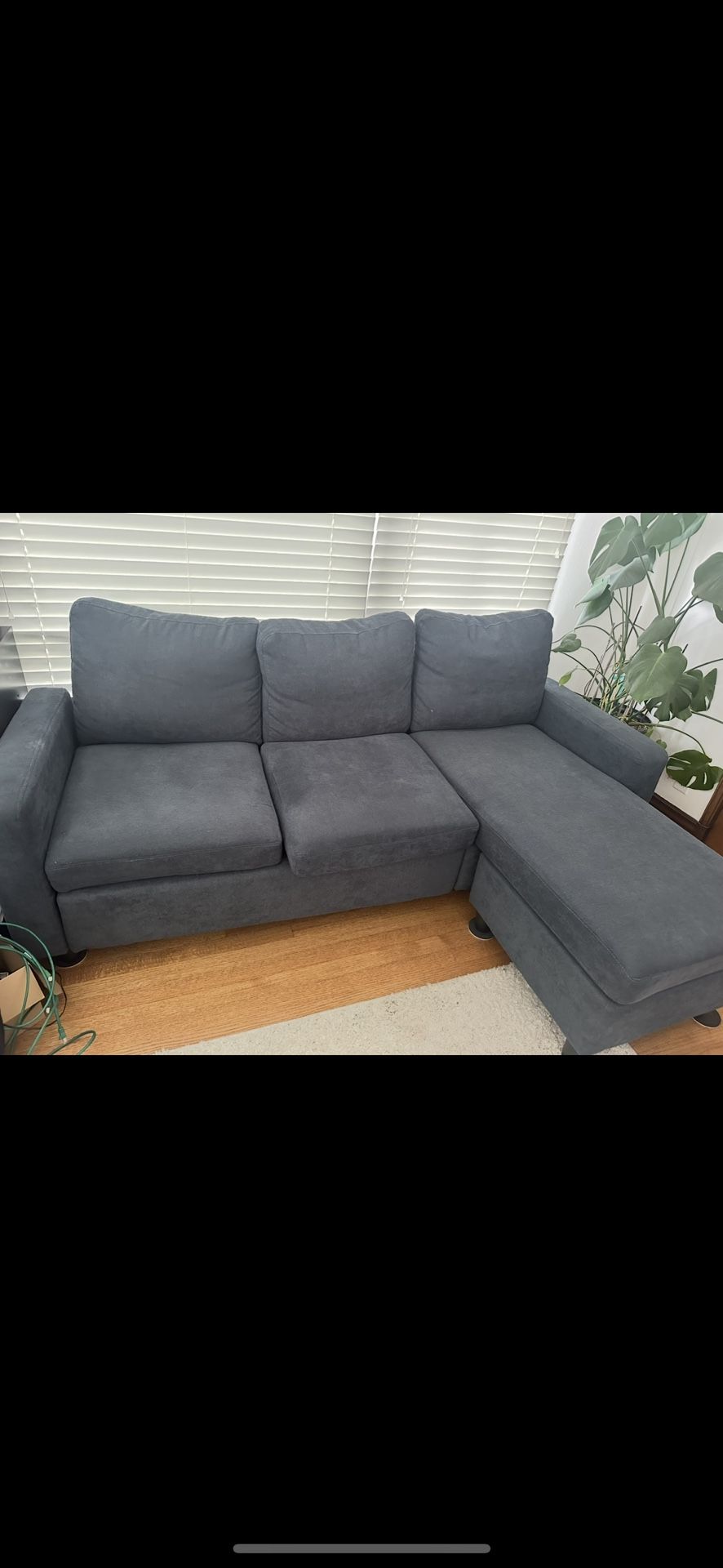 Blue Couch With Ottoman
