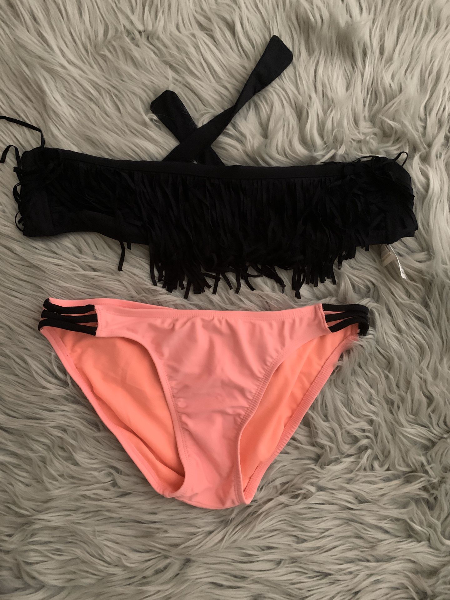 Coral & Black bikini 2pc