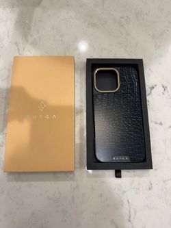 BURGA Black Croc iPhone Case with Gold Trim