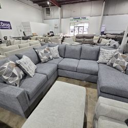 Contemporary Ash Colored Sectional with Chaise  Must See