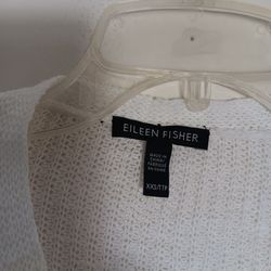 Eileen Fisher organic linen cotton  zip front cardigan in white size xxs.