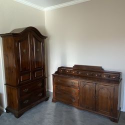 Bed Room Furniture Set - Antique Handmade Real Wood 