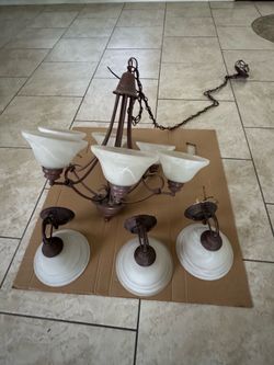 6 light Chandelier and 3 wall light sconces