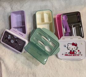 Bundle (3) Lunch Box Divided Food Containers w/ Utensils