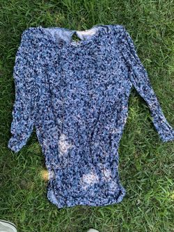 Maternity Blouse Blue w/ Flowers