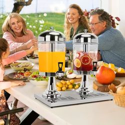 Double Stainless Steel Beverage Dispenser - 4.4 Gallon (2.2 Gallon each)