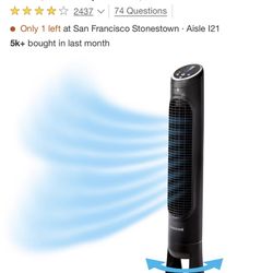 Brand New Never Used   Honeywell QuietSet 8-Speed Oscillating Tower Fan Black HYF290B: Programmable Timer, Quiet Operation, ETL Listed