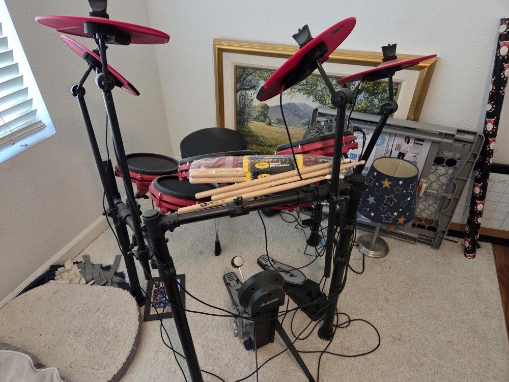 Alesis Electric Drum Set, Stool And Headphones