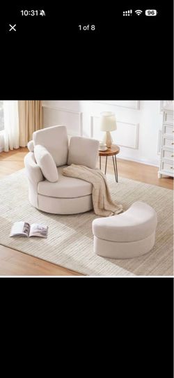 Beige Swivel Reading/Lounge Barrel Chair