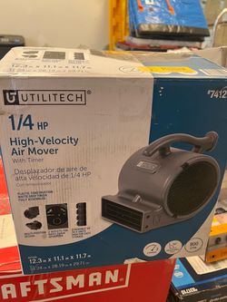 Utilitech Air Mover 1/4-HP 900-CFM Centrifugal Daisy Chain Compatible Indoor Blower Fan with Timer