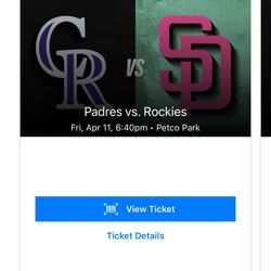 $65 Padres Tickets For Friday 4/11
