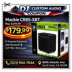 Mackie Powered Subwoofer 8" Home Or Studio Bluetooth Bass Speaker CR8S-XBT 🚨 Payment Options Available 🚨 No Credit Needed 🚨 