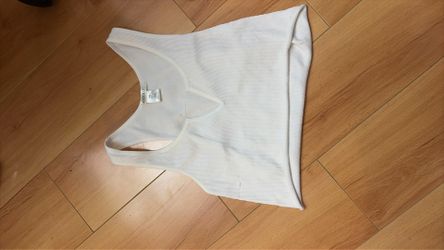Bozzolo White ribbed tank top- small/medium size  (!CROPPED!)