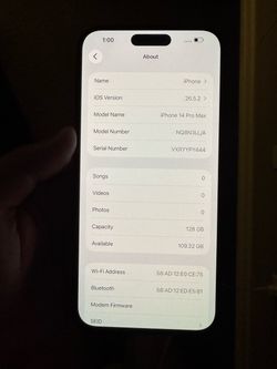 IPhone 14 Pro Max 128 gb unlocked