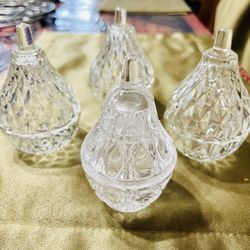 4-Pc Pear Shaped Crystal Candle Holder
