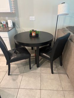 Black wood table & chairs