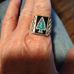 Men's Silver ⬆️ Arrowhead W/Turquoise Inlay