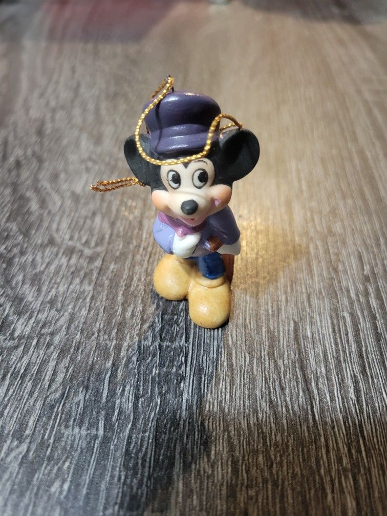 Vintage Disney Mickey Mouse Tiny Tim "A Christmas Carol" Porcelain Ornament Made In Japan