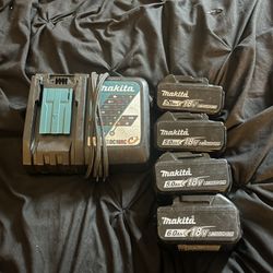 Makita charger  With Three 5.0 batteries One 6.0 battery